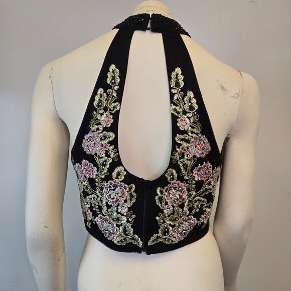 Jodi Kristopher 11 Beaded FLoral Embroidery Garden Fairy Whimsical Festival Crop - Picture 3 of 13